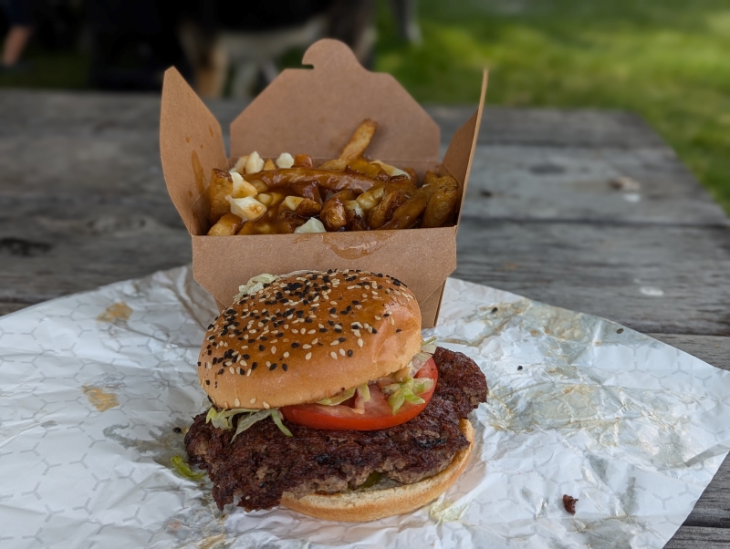 Smash burger and poutine from Talbot Street Grill